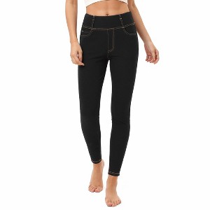 Women's Skinny Jeans High Waist Slim Fit Stretchy Casual Leg Denim Pants with Pockets - 1 of 4