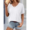 Womens Summer T Shirts V Neck Short Sleeve Blouses Casual Tunic Tops With Pockets 2025 Trendy Beach - 2 of 3