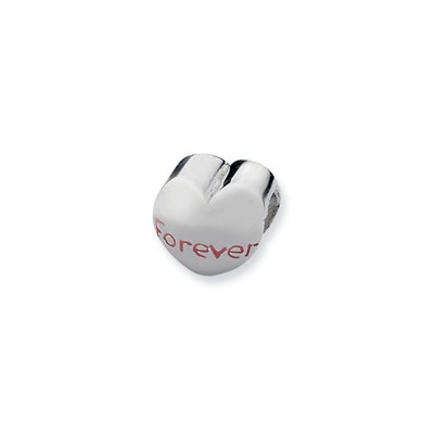 Black Bow Jewelry Sterling Silver Forever Heart Bead Charm