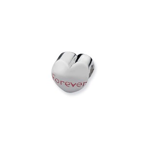 Black Bow Jewelry Sterling Silver Forever Heart Bead Charm - 1 of 2