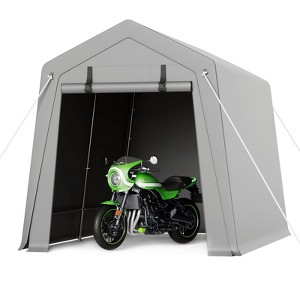 7x10ft Heavy Duty Carport Canopy - Waterproof Storage Shelter with Removable Zipper Doors & Ventilation, for ATV, Motorcycle - 1 of 4