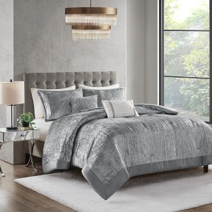 5 Pcs Elegant Velvet Satin Binding Comforter Set,All Season Home Textile Cozy Alternative Bedding Set fits Lux Bedroom Decor - 1 of 4