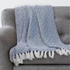 Americanflat Omala Throw Blanket in Navy and White Double Diamond - 100% Cotton with Fringe - 50" x 60" - 2 of 4
