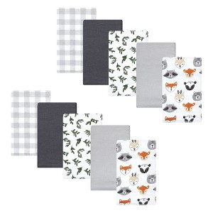 Hudson Baby Unisex Baby Cotton Flannel Burp Cloths, Woodland Faces, One Size - 1 of 4