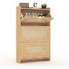 3 Flip Drawers Wood Shoe Storage Cabinet, Shoe Cabinet Freestanding with Rattan Doors & Adjustable Shelves for Entryway, Closet, Hallway - 4 of 4