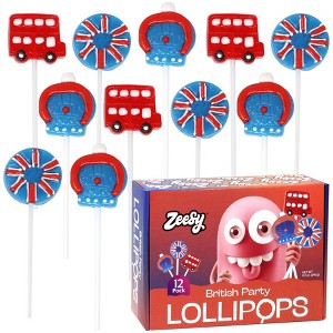Zeesy British Party Lollipops – 12-Pack Individually Wrapped UK Candy for Royal Party Favors - 1 of 1
