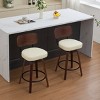 26" Swivel Counter Stools Set of 2,Faux Leather Upholstered Bar Stools,Modern Bar Stools with Walnut Back for Kitchen Island-Cuddlewood - 3 of 4