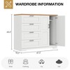 Jojoka 43.3" H Armoire Wardrobe Closet with 4 Drawers, Hanging Rod, Multifunctional Wooden Dresser with Storage Closet - 2 of 4