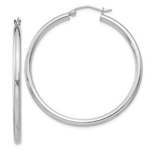 Black Bow Jewelry 2.5mm, Sterling Silver, Classic Round Hoop Earrings - 40mm (1 1/2 In.) - 1 of 4