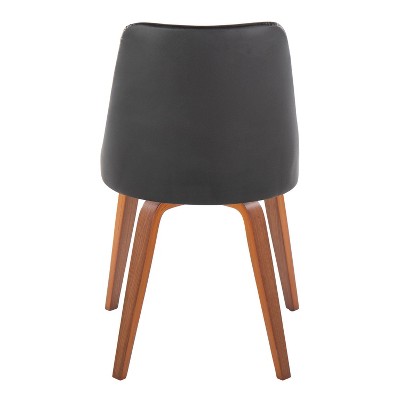 High Back Black Faux Leather Walnut Wood Side Chair