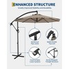 10ft Outdoor Cantilever Hanging Offset Umbrella, UV Protection Waterproof for Garden, Deck, Backyard, Pool (Brown) - 3 of 4
