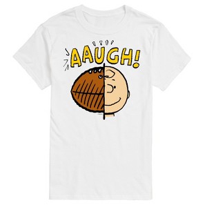 Men's - Peanuts - C Brown Half Football Head Short Sleeve Graphic T-Shirt - 1 of 4