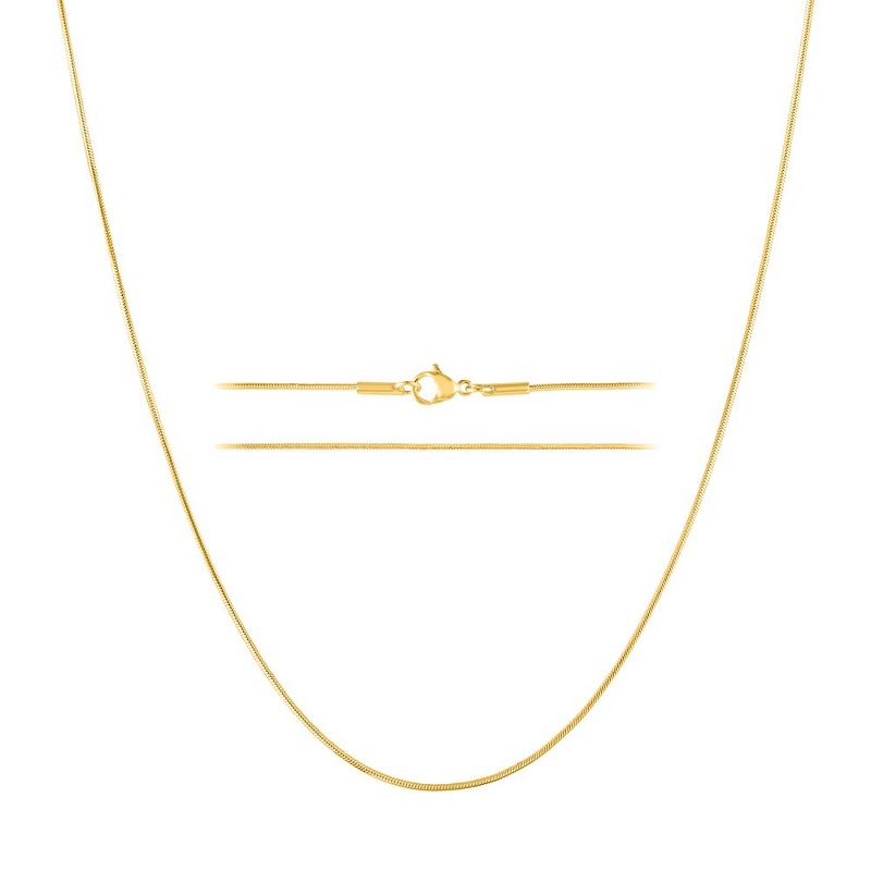KISPER 24k Gold Snake Chain Necklace – Thin, Dainty, Gold Plated Stainless Steel Jewelry for Women & Men with Lobster Clasp, 1 of 7