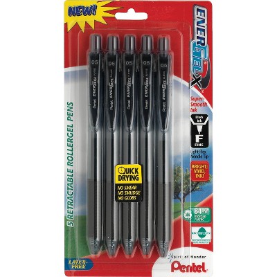 EnerGel RollerGel Retractable Gel-Ink Pens Med Point Bk BL107BPS5A