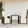 vidaXL 5 Piece Patio Dining Set with Cushions Brown Poly Rattan - 31.5" Table Length Round Leg 2 Items - 2 of 4