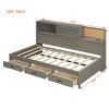 Twin Size Daybed with Storage Drawers and Built-in Shelf, Bed with Upholstered Backrest and USB Ports, Wood Finish-Baofuwish - 4 of 4