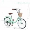Infurnic Bicycles, 22 Inch Ladies Bicycle with Basket, Commute Bicycle Women Ladies, Green, 61"*24.41"*38.9" - 2 of 4