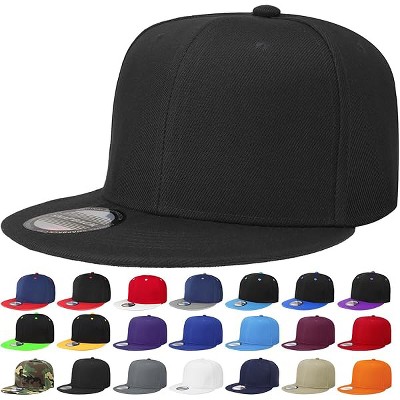 Fisfet Classic Snapback Hat Cap Hip Hop Style Flat Bill Blank Solid Color Adjustable Size