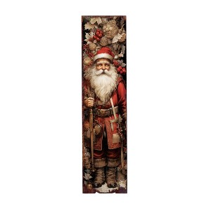 HomeRoots 36" Black And Red Solid Wood Christmas Santa Porch Sign - 1 of 4