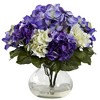 Nearly Natural 11-in Multi-Tone Beauty Hydrangea with Round Glass Vase - image 2 of 2