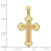 Black Bow Jewelry 14k Yellow Gold Textured & Polished Budded Cross Pendant - 4 of 4