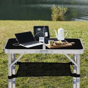 SEVOBAL Folding Tables Portable Adjustable Height Lightweight Outdoor Camping Picnic Table with Carry Handle for Camping Beach, Black, 44"*36"*8.5" - 1 of 4