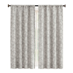 Collections Etc Elegant Leaf Embroidered Rod Pocket Top Curtain Panel - 1 of 3