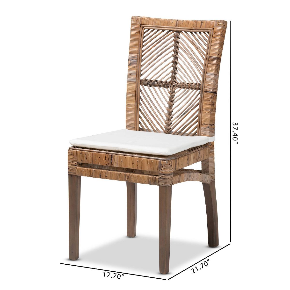 Laluna Rattan and Mahogany Dining Chair with Cushion Gray/White - bali & pari: Removable Cushion, Curved Backrest - thumbnail 10