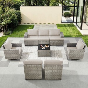 Outdoor Sectional Sofa Patio Furniture Sets with Thickened Cushions - 1 of 4