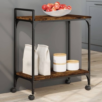 vidaXL Kitchen Trolley Smoked Oak 23.8 in.x12.2 in.x28.5 in. Engineered Wood