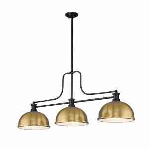 Melange 3-Light Billiards Pendant - Matte Black & Brushed Nickel, 52" Wide, Dimmable - 1 of 1