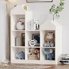 Bookshelf with House Shape, 7-Cubby Kids Bookshelf ToddlersToy Storage Organizer Playhouse Cabinet Shelf Wooden Cubby Storage Toy Shelf, Black - 2 of 4