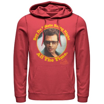 Men's Jurassic Park Dr. Malcolm Right all the Time Pull Over Hoodie