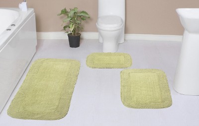 Radiant Collection Cotton Ruffle Pattern Tufted Set of 3 Bath Rug Set - Home Weavers