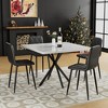 TiramisuBest Modern 7-Piece Dining Table Set with Faux Marble Compact 55Inch Kitchen Table Set for 6, White+Cherry - 3 of 4