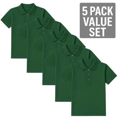 Boys Polo Shirts 5-Pack – Short Sleeve Cotton Uniform Shirts for School, Casual & Daily Wear