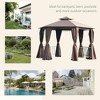 Resenkos Outdoor Garden Gazebo, Sunshade Gazebo Canopy,13' x 13' Double Roof Hexagon Outdoor Gazebo Canopy Shelter with Netting & Curtains, Coffee - 3 of 4