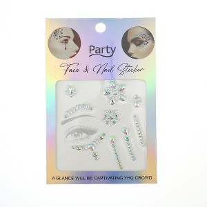 Unique Bargains Eye-catching Face Rhinestone Sticker White Assorted Color 1 Pc - 1 of 4