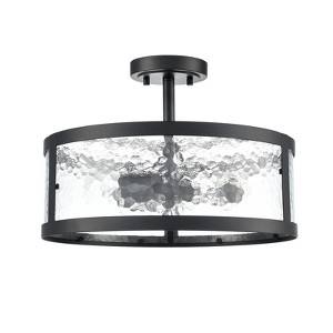 Claxy Farmhouse Semi Flush Mount Ceiling Light with Hammered Glass 3- Light - 1 of 4