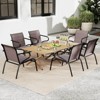 Costway Patio Chairs Set of 2/4/6 with Breathable Fabric & Metal Frame Armrests for Poolside Brown/Gay - 4 of 4