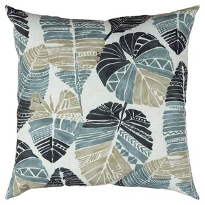 22"x22" Oversize Poly-Filled Leaf Pattern Botanical Indoor/Outdoor Square Throw Pillow - Rizzy Home - 1 of 4
