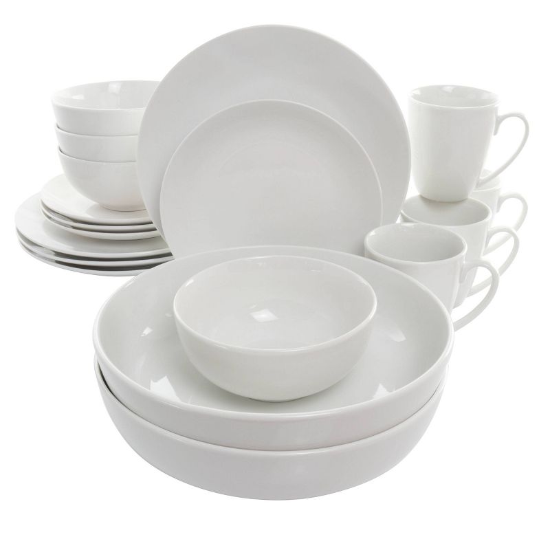 18pc Porcelain Owen Dinnerware Set White - Elama, 1 of 8