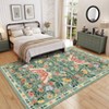 Washable Floral Butterfly Area Rug, Botanical Farmhouse Style Rug, Stain Resistant and Easy Care Carpet, Reinforced Edges - 3 of 4