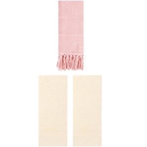 REGALWOVEN 3 Packs Striped and Tassels Bathroom Hand Towel 14" x 30" - 1 of 4