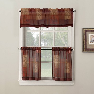 Eden 56" x 14" Brick Red Sheer Rod Pocket Valance