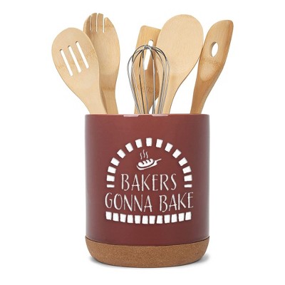 Elanze Designs Bakers Gonna Red X-Large Cork Bottom Kitchen Utensil Holder