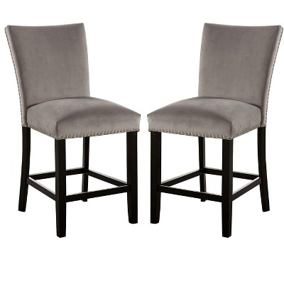 NicBex Set of 2 Dining Chair Modern Kitchen Armless Chair with Nailhead Trim & Wood Legs,Gray
