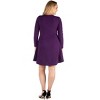 24seven Comfort Apparel Long Sleeve Knee Length Plus Size Skater Dress - 3 of 4