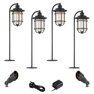 John Timberland Markham Textured Black 8-Piece LED Path and Spot Light Set