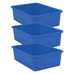 Teacher Created Resources Blue Large Plastic Storage Bin, Pack of 3 - 1 of 1